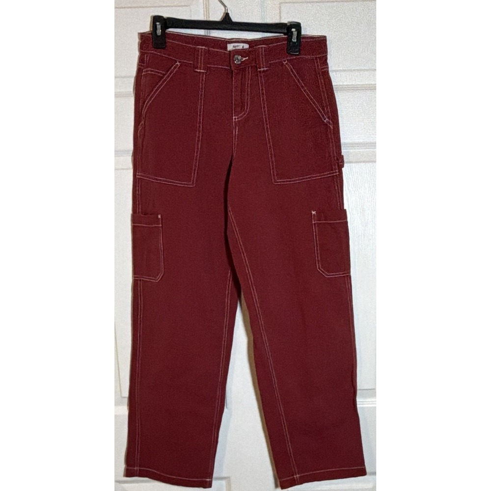 Garage Women's Size 3 (29) Red Wide Leg Mid Rise Cargo Denim Pants